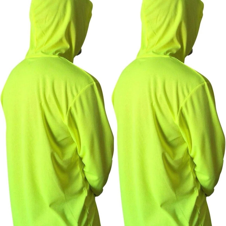 2 piezas Camiseta de seguridad de manga larga Hi Vis transpirable con capucha para hombre ajuste seco Foto 2 de 4