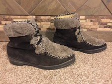 Vintage Womens SNOWLAND Sz 8 Faux Fur Tan/Brown Fashion Boots Ski 24993