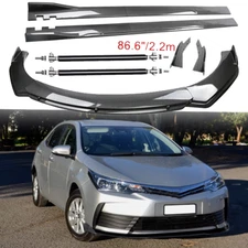 Carbon Fiber Front Bumper Lip Spoiler 86.6" Side Skirt Kit For Toyota Corolla H