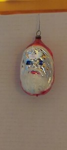 Vintage Christmas Ornament w. German Glass Santa Claus face 4"🎄🎄
