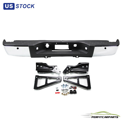 Chrome Rear Step Bumper Assembly For 2007-2013 Chevy Silverado GMC Sierra 1500