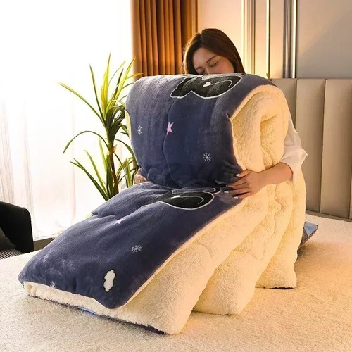 Plaid Super Thick Warm Blankets Winter Autumn Milk Fleece Duvet Thicken Warmth - Picture 9 of 29