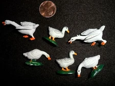 Vintage Plastic Minature Geese and Ducks set of 6 