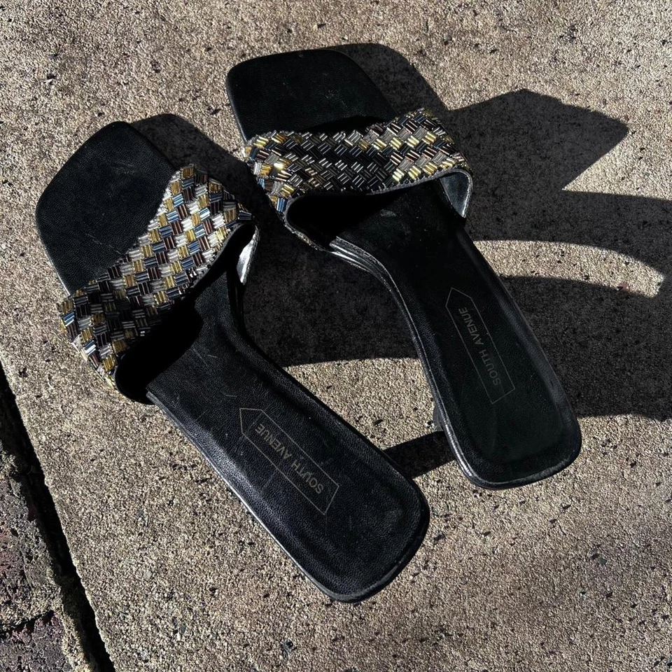 South avenue black peep toe square block heels size 9.5 - Image 4 of 4