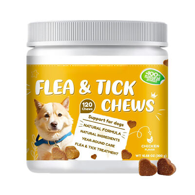 Flea and Tick Natural Prevention for Dogs Chewable, Flea & Tick 120 Chews Dog