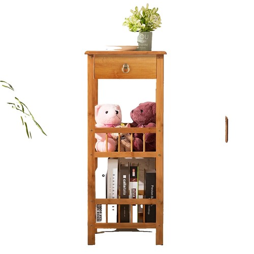 Costway Bamboo Side Table Tempered Glass Top Nightstand Bedside Table Sofa End Table~6085650653060 02c Mp - View #10