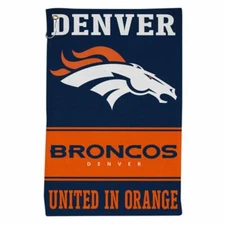 DENVER BRONCOS ALL PURPOSE GOLF TAILGATE TOWEL 16"X25" HOOK AND GROMMET 