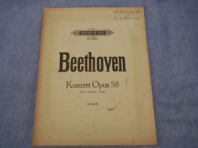 VINTAGE SHEET MUSIC - BEETHOVEN - KONZERT OPUS 58 - G MAJOR - EDITION PETERS
