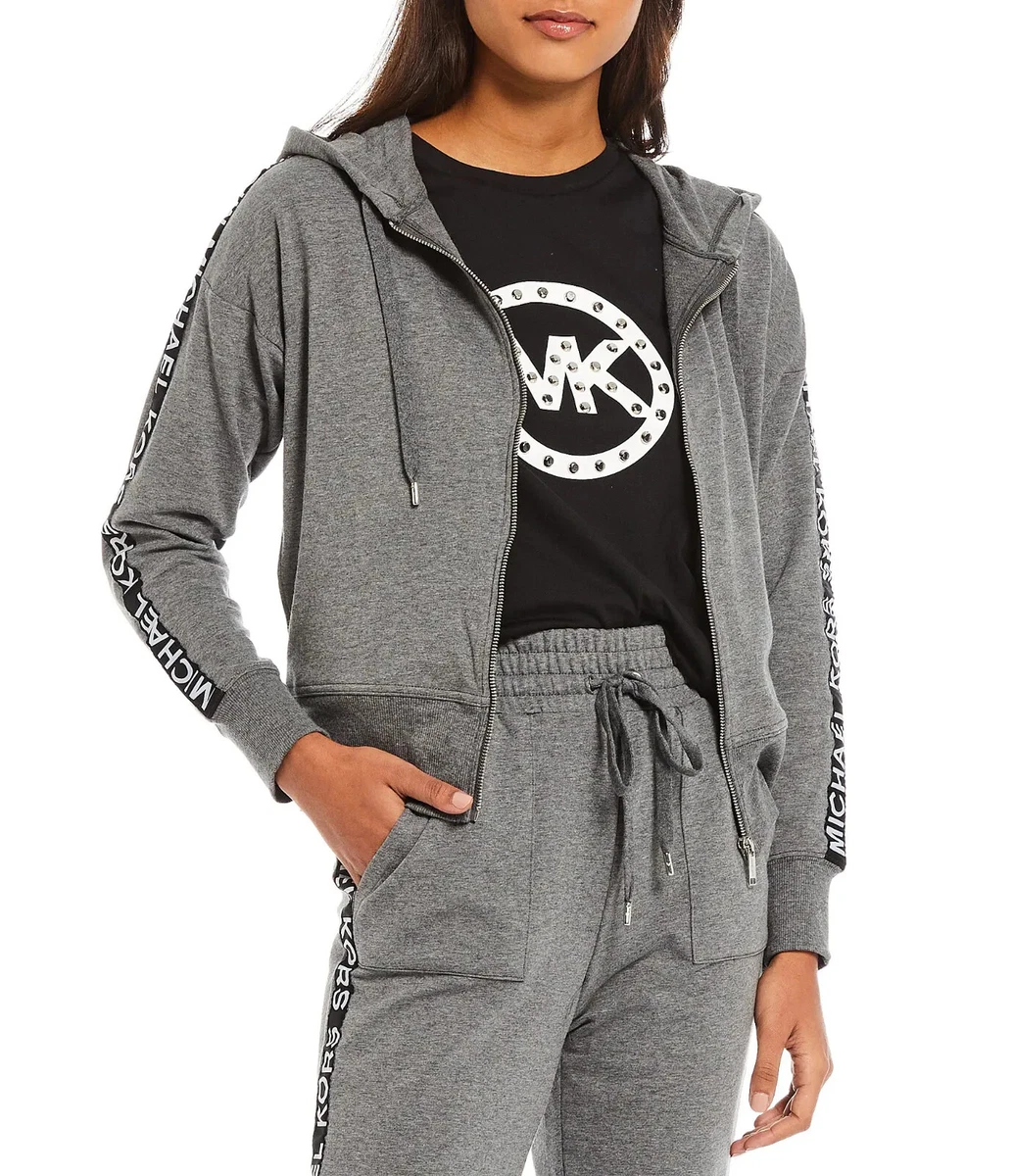 NWT MICHAEL KORS LOGO TAPE TRIM HOODIE & SWEATPANTS SET WOMEN SIZE S