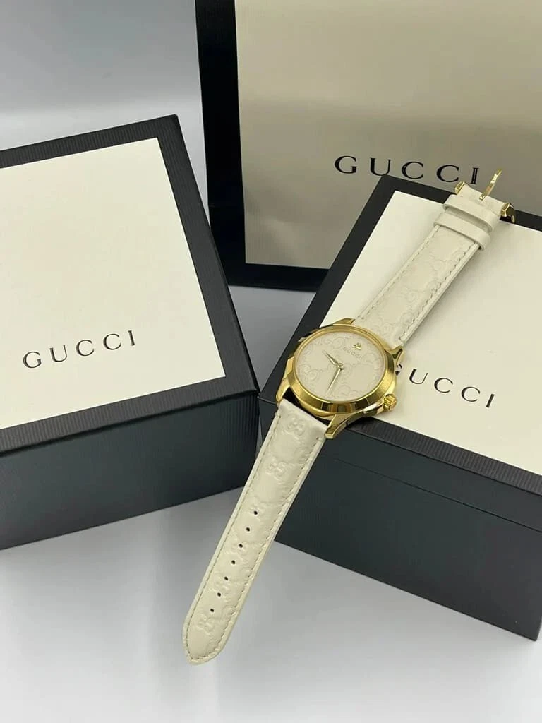 [Presque inutilisé] Gucci G Timeless YA1264033 avec boîte cadran blanc Qz cuir GP JAPAN