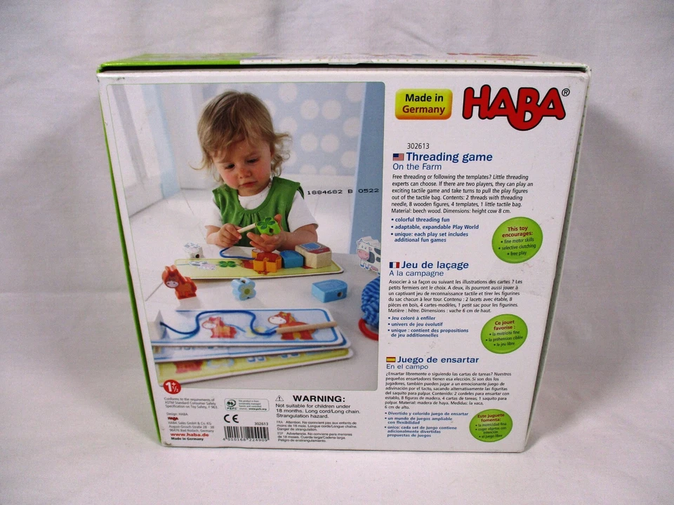 HABA Juego de Enhebrar En La Granja Madera STEM Juguetes Educativos Hecho en Alemania Foto 3 de 4