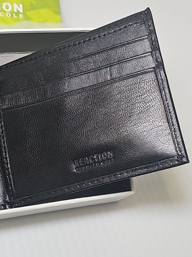 Mens Kenneth Cole Reaction Handcrafted Black Leather BI-Fold Wallet Boxed $48🆕️ - Picture 7 of 22