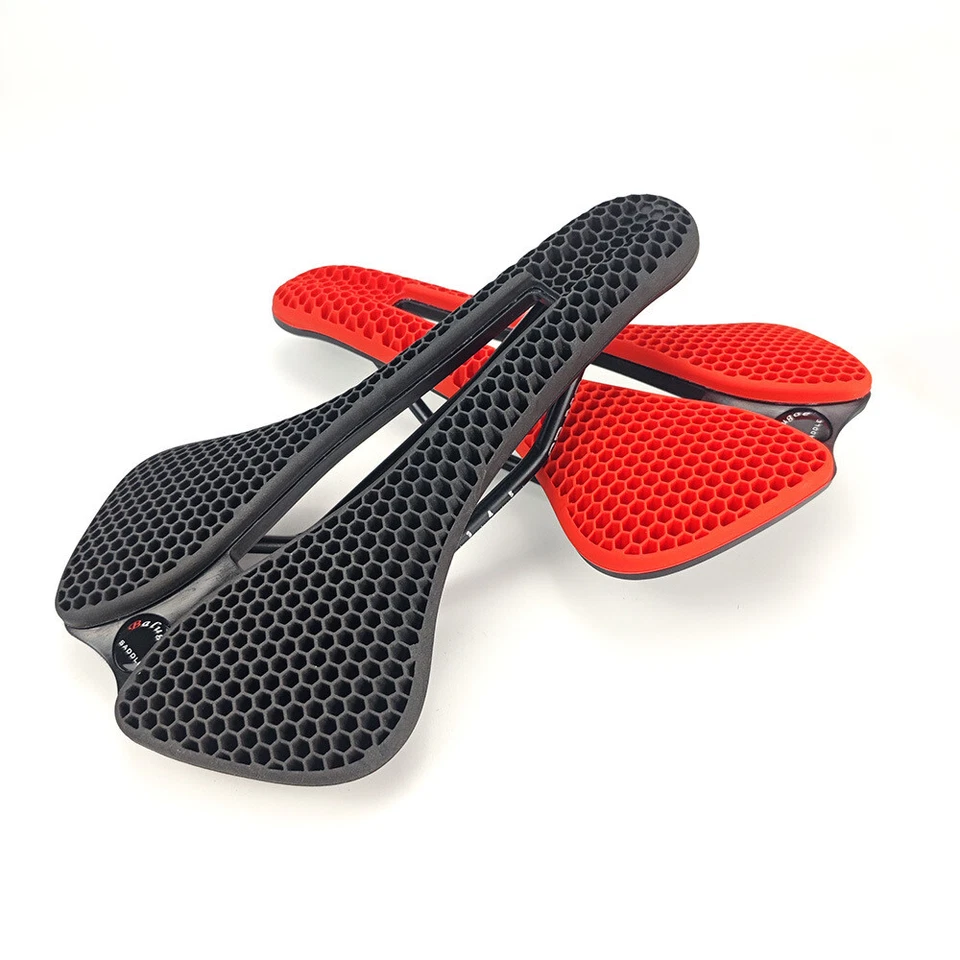 Cojín de sillín de bicicleta impreso en 3D carbono hueco transpirable MTB asiento de bicicleta de carretera Foto 4 de 4