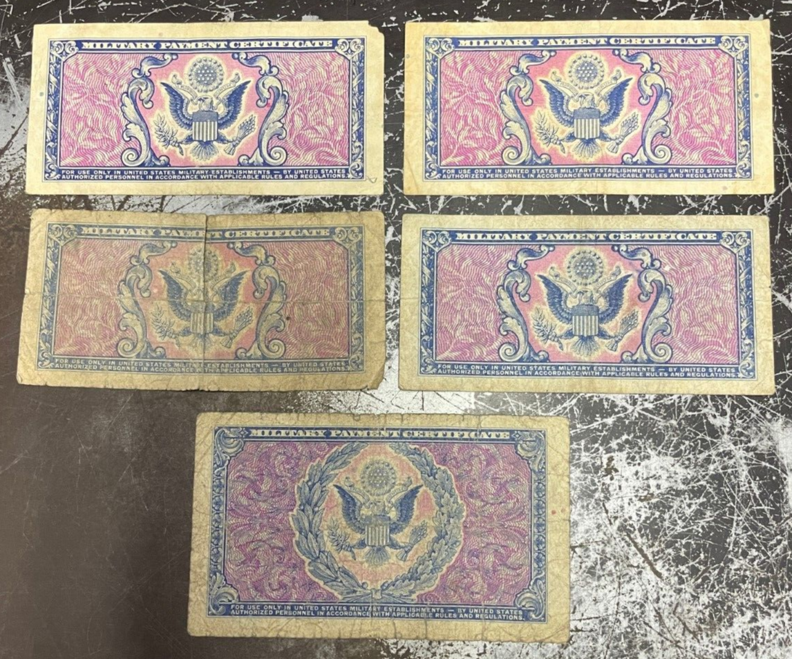 Korea War Military MPC 5¢, 10¢, 25¢, 50¢ & $1 Series 481 (1951-4