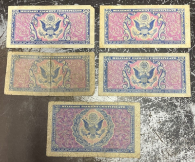 Korea War Military MPC 5¢, 10¢, 25¢, 50¢ & $1 Series 481 (1951-4
