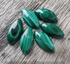 100 Natural Malachite Marquise Shape Cabochon Flat Back Loose Gemstones