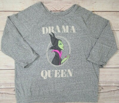 Disney Drama Queen Maleficent Top Junior's Size XXL Gray Marled 3/4 Sleeve
