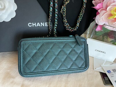 Chanel Filigree Caviar WOC Chain Wallet Iridescent Double Zip