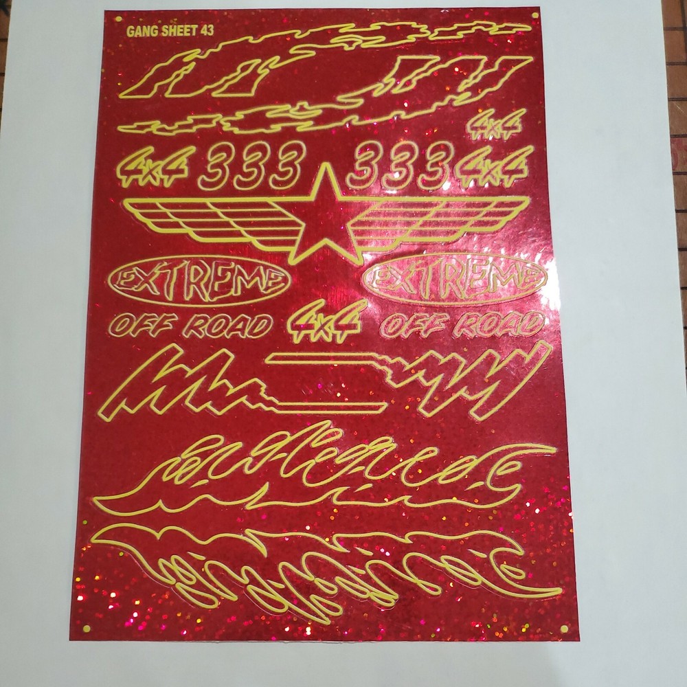 RED HOLOGRAPHIC SPARKLE yellow Sheet43-R/CMODEL Decals1/12 -1/10-DIE CUT EXTREME