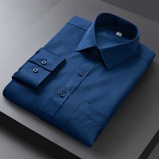 Mens Dress Shirts Long Sleeves Business Elastic Fiber Non Iron Casual Shirts Top
