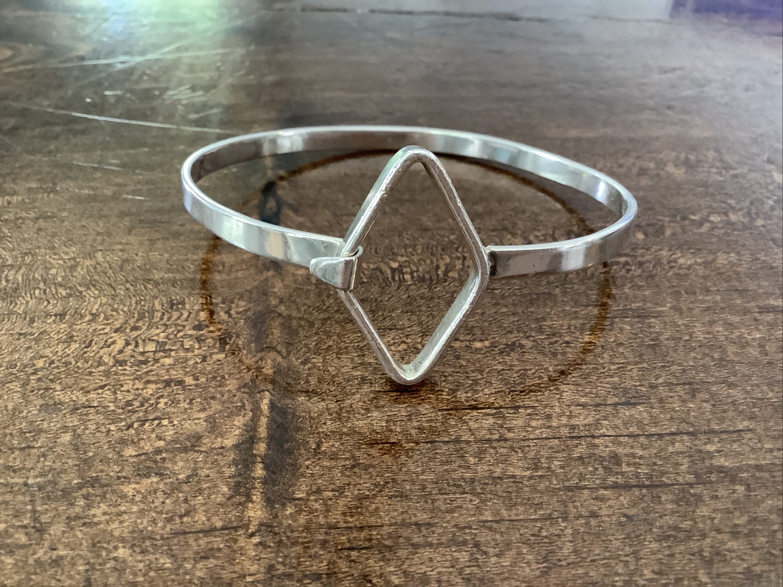 Solid Sterling Silver Diamond Shaped Hook Bangle … - image 8