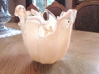 Murano Italian Art Glass Centerpiece Bowl Ivory Cream White Italy Handmade