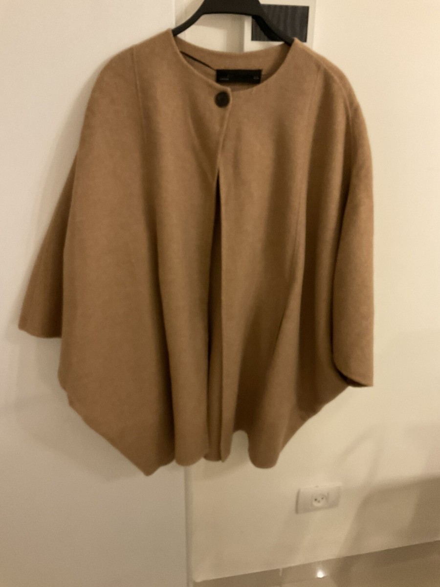 ZARA Camel Wool Blend Cape Poncho Jacket Size M Beige