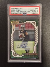 2022 Absolute Chris Olave Green Waves Signature RC #12/15 = Jersey Match! PSA 10