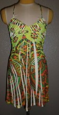 Lster  Halter Dress Sexy Ruched V-Neck Multi-color Junior Medium Clubwear  EUC