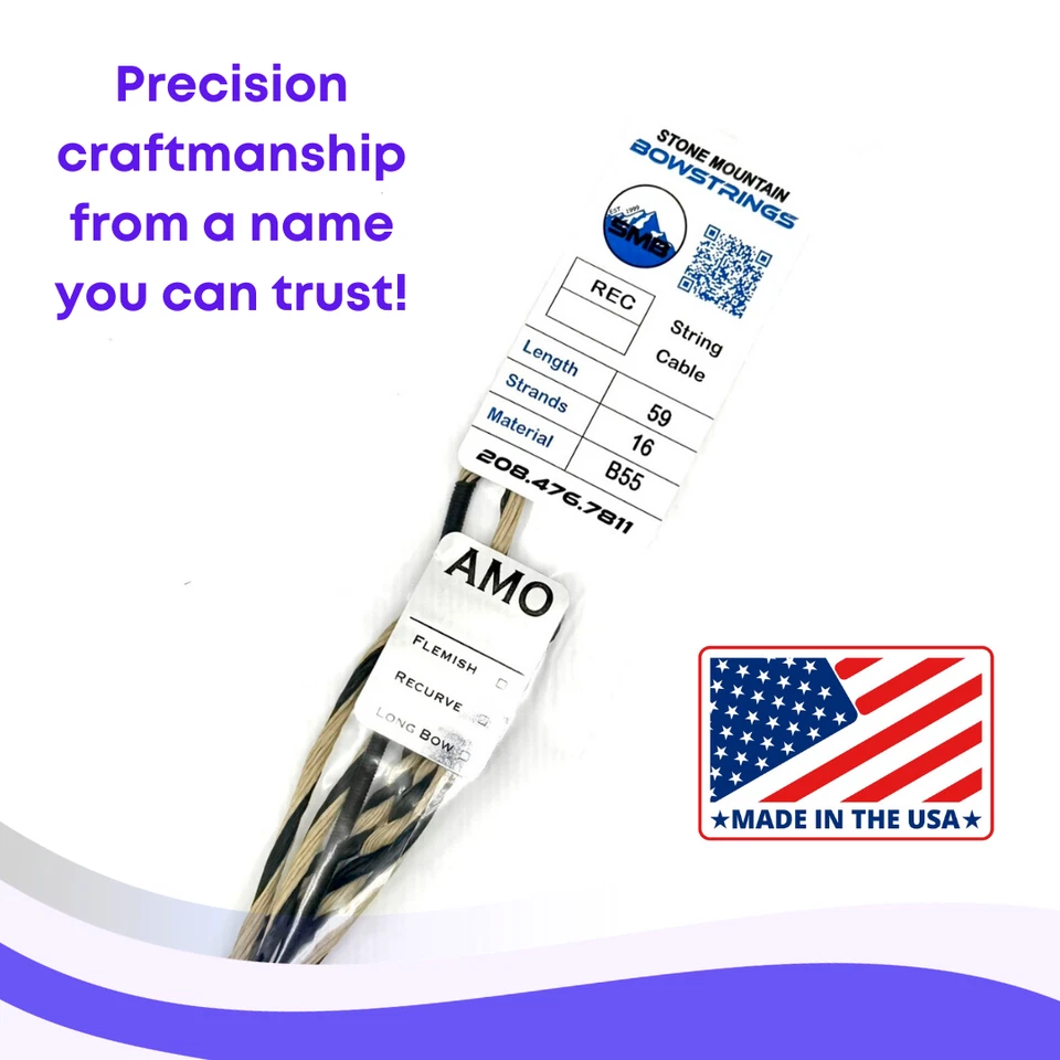 Flemish Recurve Bowstring - B55 (Dacron) - Black & Buckskin - Actual/AMO - Image 4 of 4