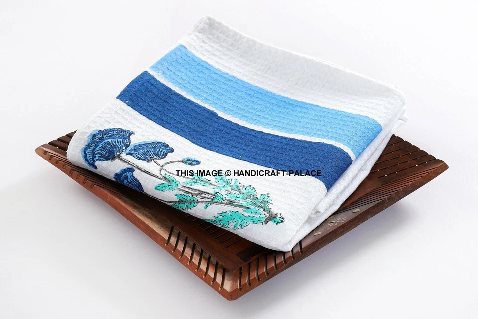 Toalla de baño de secado rápido de algodón tejido gofre premium toalla impresa a mano Foto 3 de 4