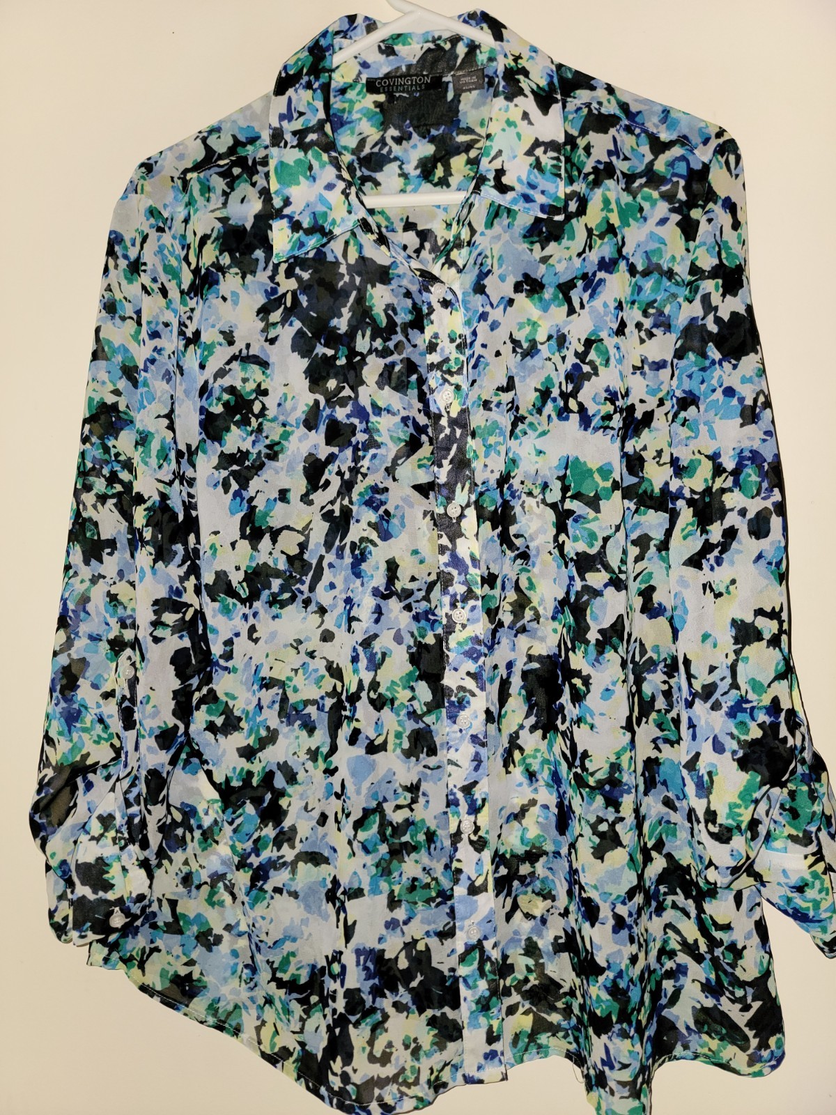 Covington Essentials Sheer Button up Blouse  Top … - image 1