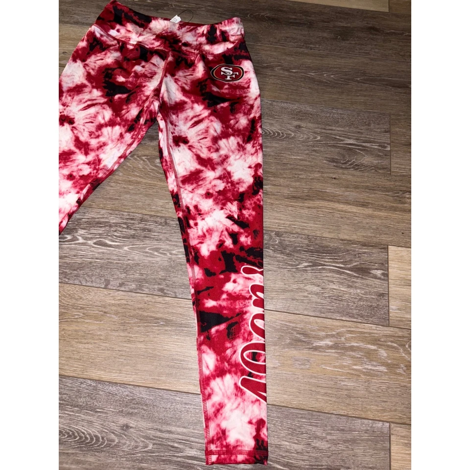NUEVO CON ETIQUETAS Para mujeres San Francisco 49ers NFL Ropa Escarlata Tie-Dye Leggings-Medianos Foto 3 de 4