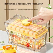 Silicone Ice Cube Tray With Lid & Storage Box Easy Release Stackable Freezer