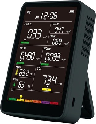 Professional Indoor Air Quality Monitor with AQI Alarms, Portable Real-Time