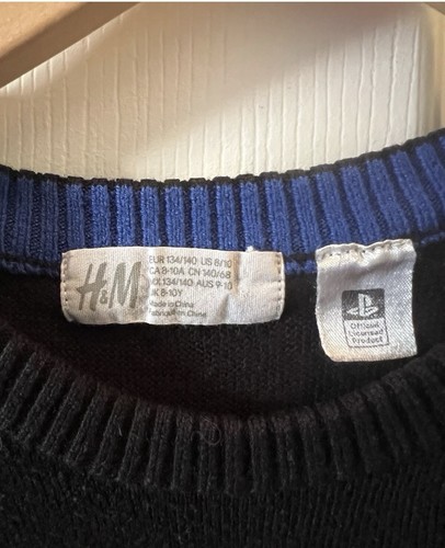 Playstation Logo Knit Christmas Sweater Black w/ Blue Green & White Size 8-10 - Picture 3 of 10