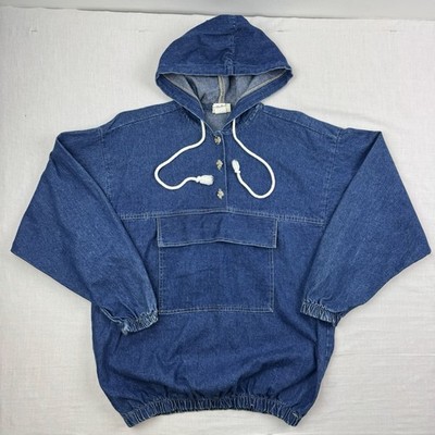 Vintage Vivaldi Denim Anorak Jacket Adult Small Blue 1980s Jean Jacket USA Made