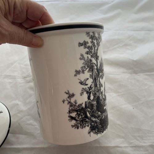 Aux Au Provence French County Black & White Rooster Canister Large - Picture 7 of 9