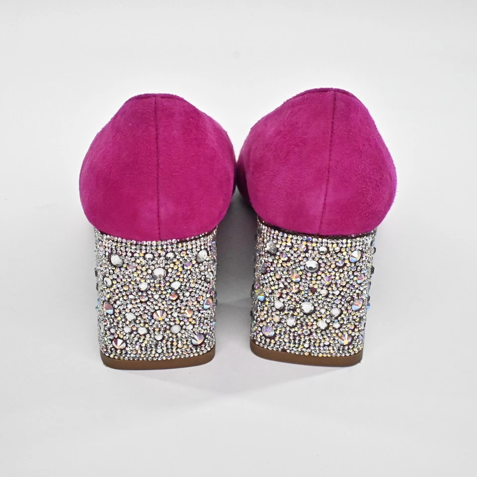 Zapatos de salón Betsey Johnson para mujer de gamuza paige de cuero talla 6,5 M rosa estrás Foto 4 de 4