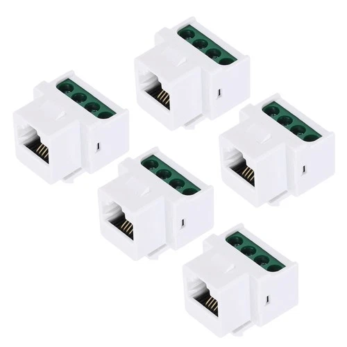 5 Pack RJ11 Cat 3 Telephone Jacks with Screw Terminal to RJ11 6P4C Female, White