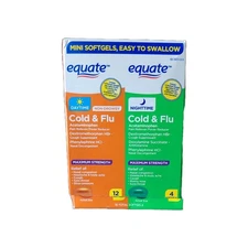 Equate Day and Night Cold and Flu Softgels, 16 Count