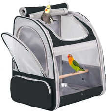 Bird Backpack Carrier with Stand Perch, Bird Travel Backpack for Hiking, Airline