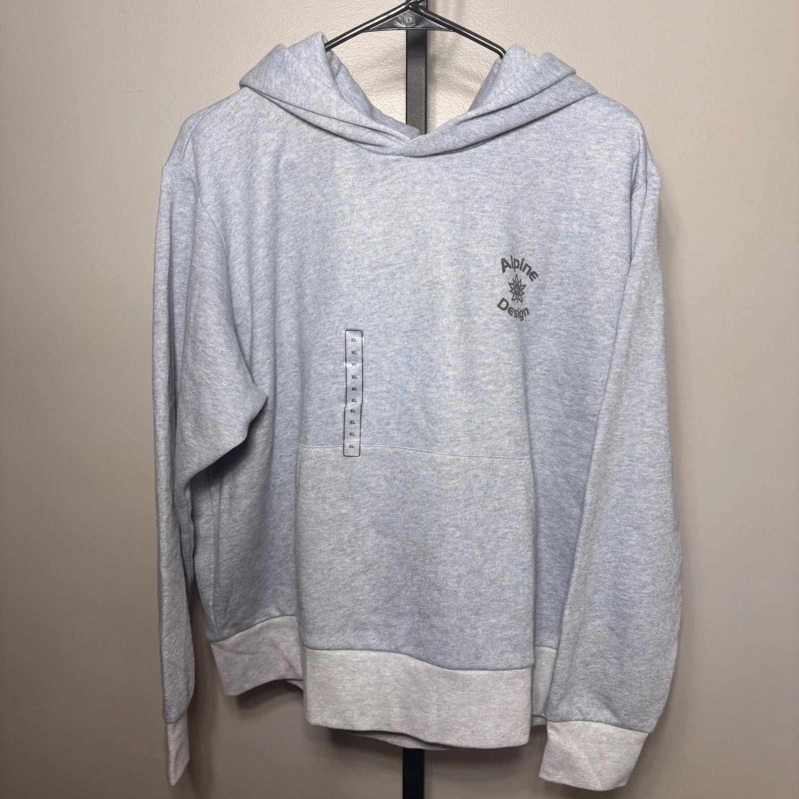 Alpine Design Womens XL Light Blue Heathered Pullover Hoodie Sweatshirt Logo