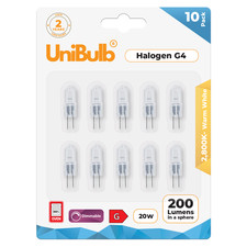 UniBulb Halogen G4 Bulbs 10 Pack 2800K Warm White