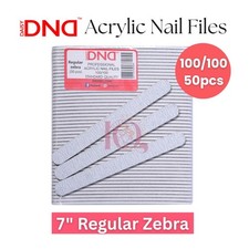 DND Acrylic Nail File 7" Regular Zebra 100/100 Grit Pack of 50 pcs