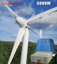 5000W Wind Turbine Generator Kit Wind Power w/ Off Grid Hybrid Charge Controller