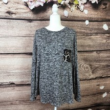 Brittany Black Women  s Rayon Gray Leopard Print Soft Sweatshirt Plus 2X