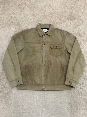 Flint and Tinder Men s Medium Waxed Trucker Jacket Flannel Lined Huckberry Tan