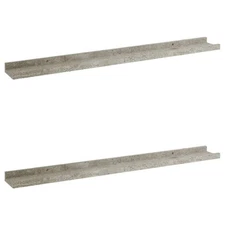 MDF Contemporary Wall Shelves - Set of 2, Concrete Gray, 31.5"x3.5"x1.2", Eas...