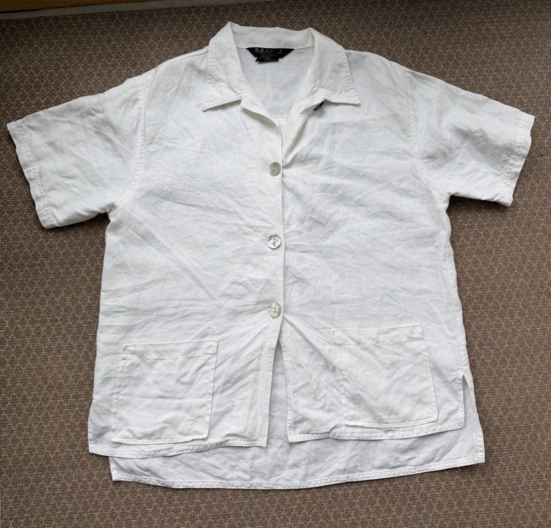 Women's Linen Short Sleeve Shirt White Size M Pre-Owned Outfit JPR